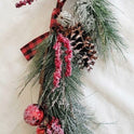 48" Frosted Pine Christmas Swag Garland with Plaid Bows, Berries & Pinecones