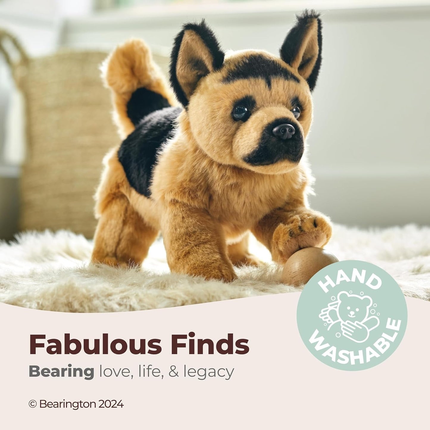 Bearington German Shepherd Dog Chief, Soft Plush Realistic Stuffed Animal