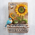 Welcome Bee Happy Resin Sunflower and Bluebird Bird Feeder 10"