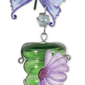 Enchanted Gardens Butterfly and Floral Green Glass Hummingbird Feeder, 28"