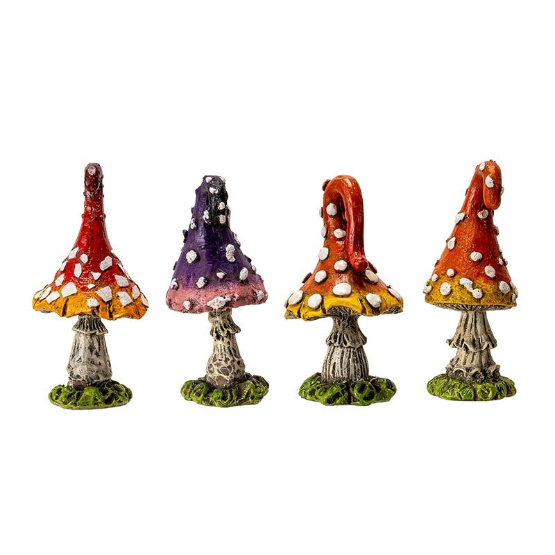 Mini Toadstool Mushroom Fairy Garden Home and Garden Decor Set of 4