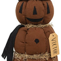 Primitive Stuffed Pumpkin Figure "Victor", Large Fabric Halloween Shelf Sitter