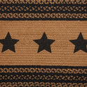 Braided Jute Oval Table Runner 13" x 36" Primitive Black Star Colonial Folk Art