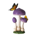 Purple Toadstool Mushroom Garden Statue with Monarch Butterflies