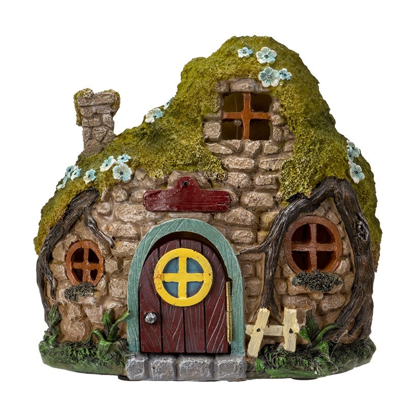 Enchanted LED Light-Up Stone Fairy Garden House Miniature Cottage