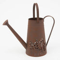 Large Metal Brown Mushroom and Floral Cut Out Botanical 10" Watering Can Planter