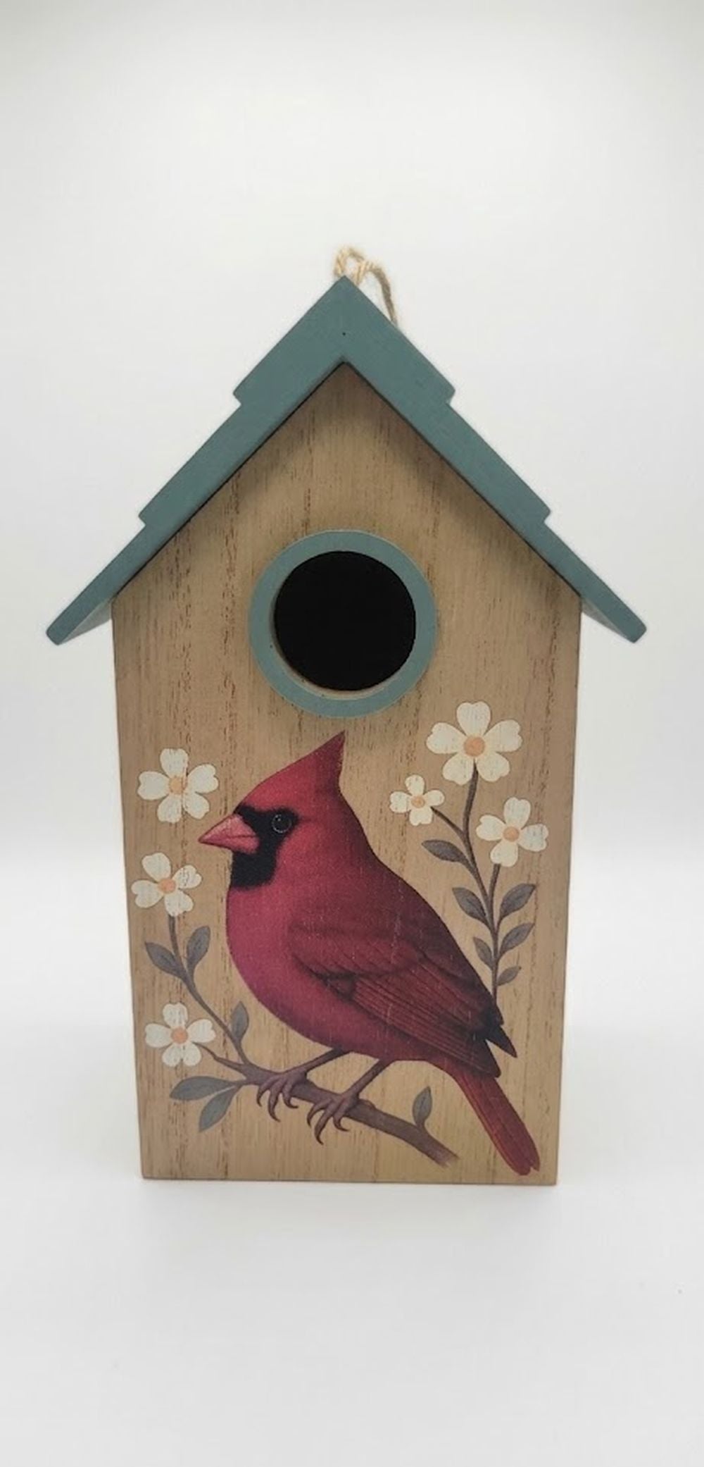 Northern Red Cardinal Painted Wooden Birdhouse Decorative Hanging Garden Decor