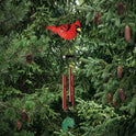 Vibrant Red Northern Cardinal Metal Wind Chime, 20" Garden Decor