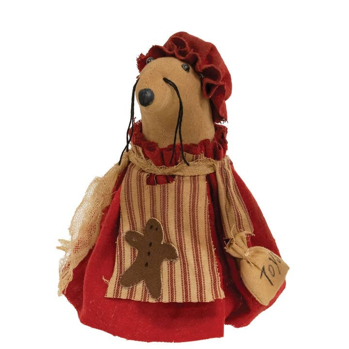 Mrs. Claus Mouse W/Gingerbread Apron Plush Primitive 7" Christmas Doll