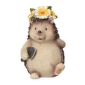 5" Miniature Hedgehog Garden Animal Figurine with Flower Crown and Trowel