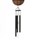 Bird Motif Metal Wind Chime with 7" Coco Mat Round Planter, 35.8"
