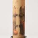 Sunflowers and Pumpkin Panorama 7" Led Timer Taper Candle and Black Holder Set