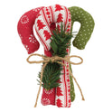 6" Primitive Mixed Fabric Candy Canes, Set of 3 - Rustic Christmas Decor