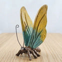 Colorful Yellow and Turquoise Resin Sitting 6" Butterfly Garden Accent