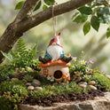 Gnome Fairy Mushroom Toadstool Birdhouse, 8" Hanging Garden Accent