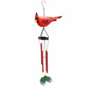 Vibrant Red Northern Cardinal Metal Wind Chime, 20" Garden Decor