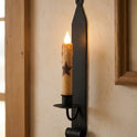 Hand-Forged Primitive Black Iron Wall Sconce Taper Candle Holder, 13.75"
