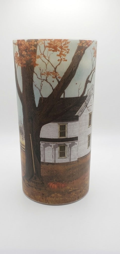 Billy Jacobs "Remember When" 8" Flameless LED Timer Pillar Candle, Fall Decor