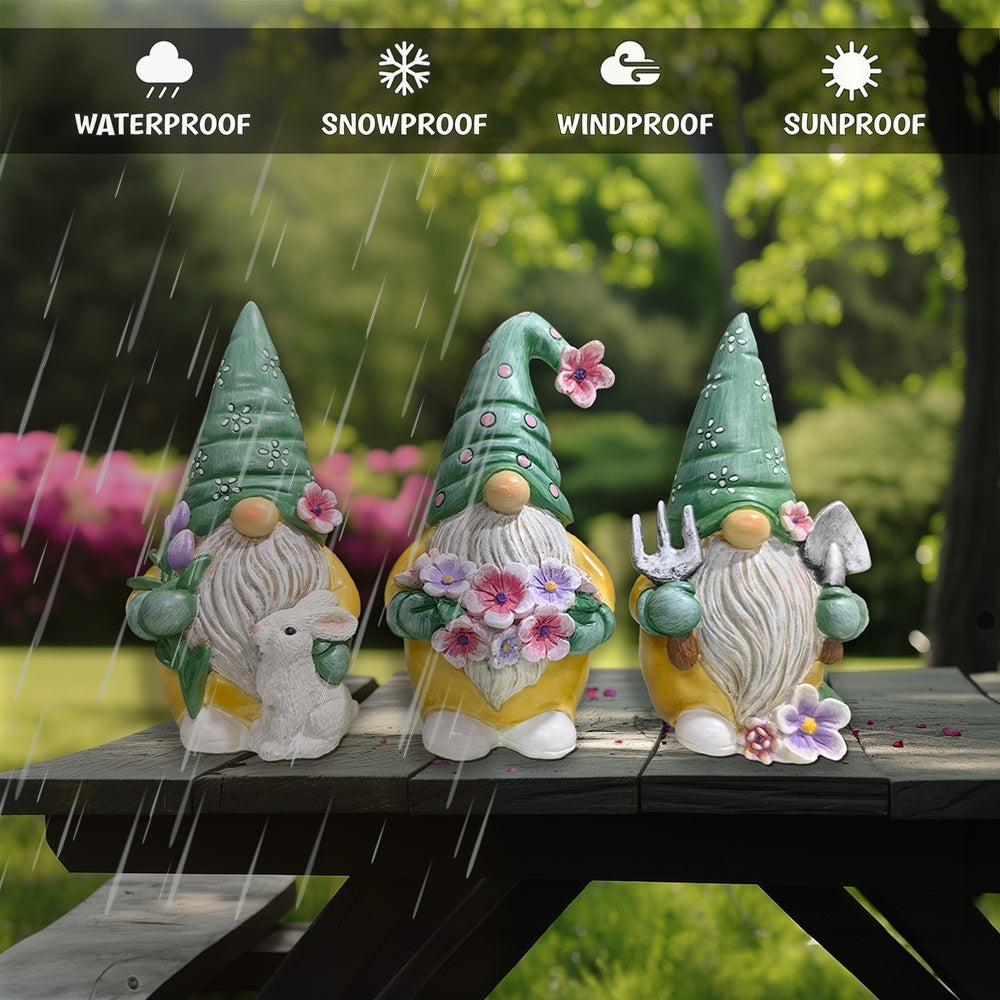 Garden Guardians Set of Three 6" Colorful Gardening Gnome Figurines