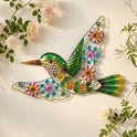 19" Colorful Metal and Acrylic Floral Hummingbird Indoor/Outdoor Wall Art