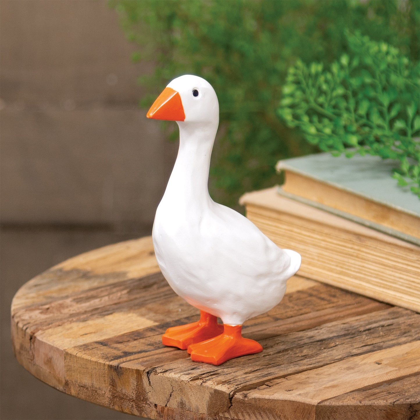White Goose Resin Figurine 7" Carved Wood Look Primitive Farmhouse Accent