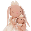 Levlovs Mom and Baby Plush Bunny Rabbit Dolls in Antique White Dresses