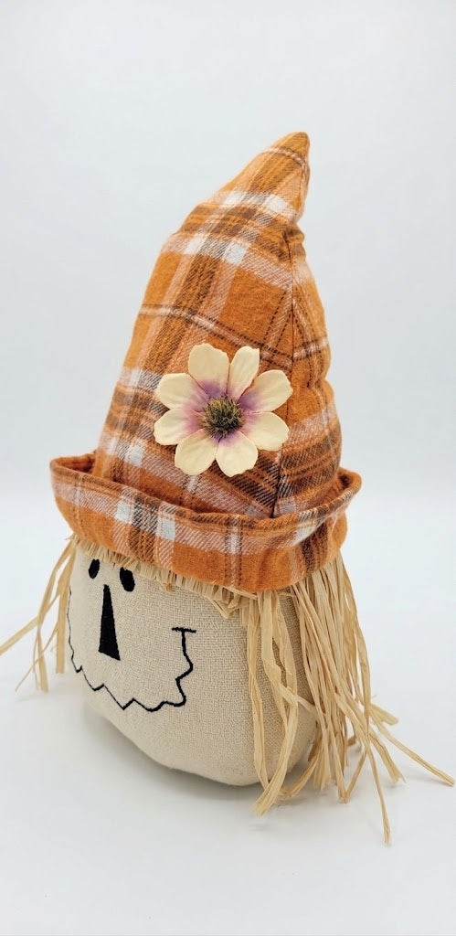 Primitive Plush Scarecrow Head Fall Decor, 11.5" Rustic Autumn Shelf Sitter