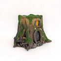 Rustic Tree Stump House Miniature Planter, Fairy Garden, Log Cabin Flower Pot