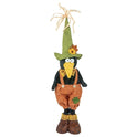 29" Primitive Tall Standing Crow Boy Figurine in Plaid Dress, Rustic Fall Decor