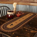 Braided Jute Oval Table Runner 13" x 48" Primitive Crow Star Colonial Folk Art