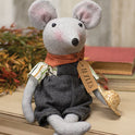 Myles Mouse with Straw Hat Plush Weighted Country Primitive Doll