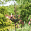Hanging Animal Bird Feeder & Garden Mobile, Copper Bronze Rustic Metal Yard Art