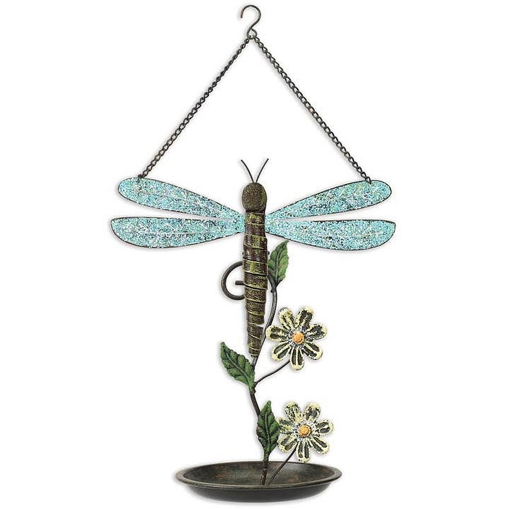 Dragonfly and Daisies, 13" Birdfeeder by Sunset Vista Designs