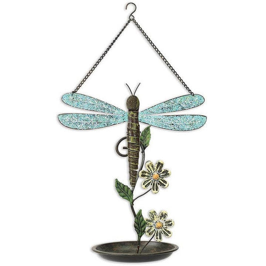 Dragonfly and Daisies, 13" Birdfeeder by Sunset Vista Designs