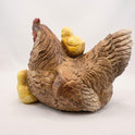 Charming Chicken Mother Hen and Baby Chicks Small Resin Figurine