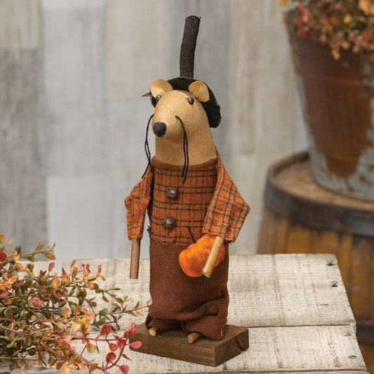 Primitive Halloween Mouse Figurine Rustic Fall Decor Autumn Shelf Sitter
