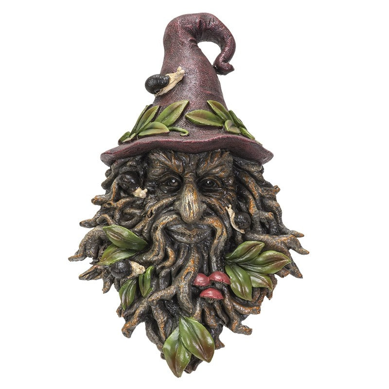 Greenman Wood Spirit Forest Sentinel with Snails and Mushrooms Tree Plaque