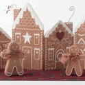 Holiday Wooden Gingerbread Village Set, Hinged Houses & 2 Gingerbread Figurines