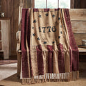 Colonial 1776 Betsy Ross Stars Americana Woven Fringed Throw Blanket, 50" X 60"