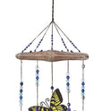 Painted Metal Butterfly Trio and Flowers Small 10" Windchime