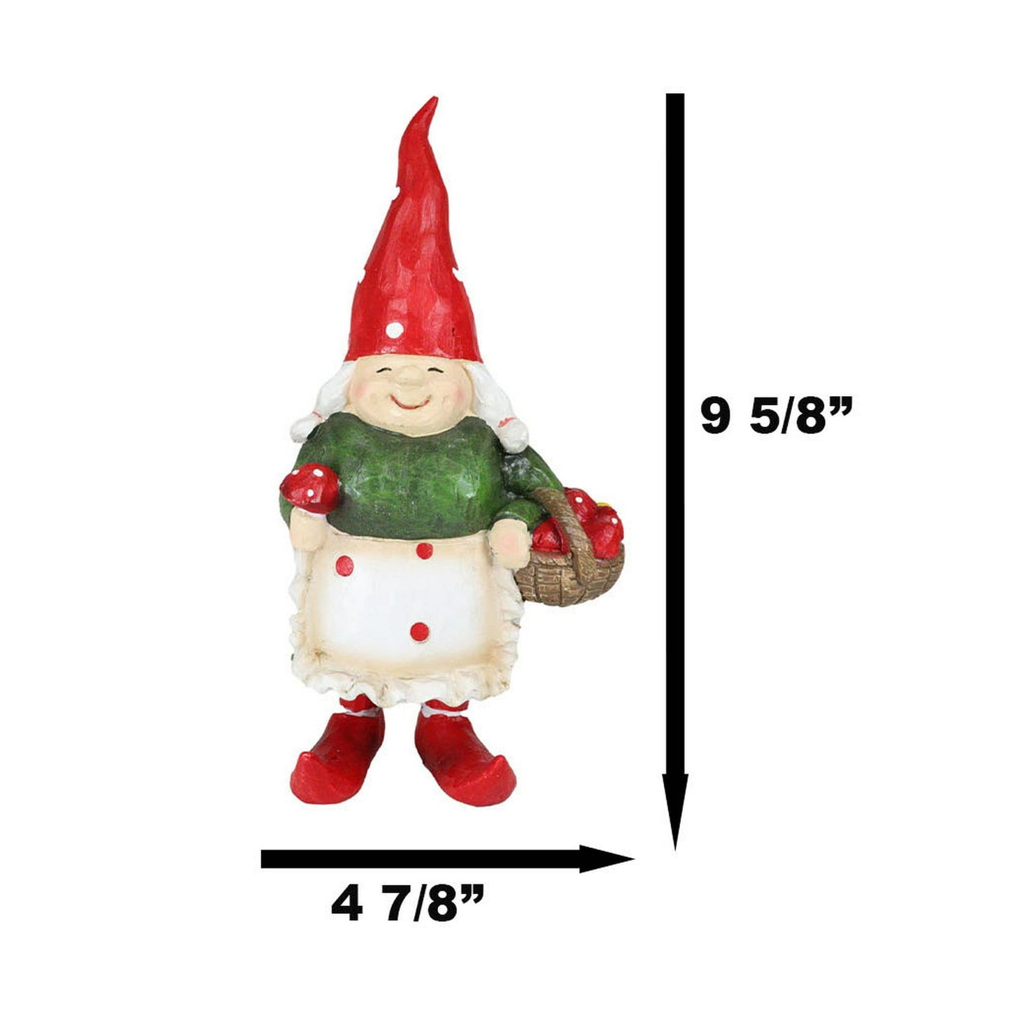 Granny Garden Gnome With Toadstool Basket, Small Statuette Garden Decor