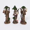 Fairy Garden 4" Tree Wood Spirits, Tree Ents with Owls, Set of 3 Resin Figures