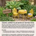 Whimsical Fairy Garden Miniature Yellow Ladybug Metal Chairs and Table Set