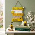 BumbleBee Wooden Wall Sign & Bee Shelf Sitters Set, Garden Tabletop & Wall Decor