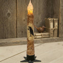 Primitive Burnt Ivory Crow Timer Taper Candle & Black Star Holder Set