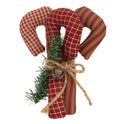 6" Primitive Fabric Candy Canes, Set of 3 - Rustic Christmas Bowl Fillers