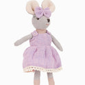 Levlovs Violet Mouse in Linen Purple Check Dress with Keepsake Box and Bedding