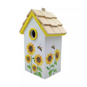 Sunflower and Bees Painted Wooden Birdhouse Decorative Hanging Garden Decor