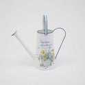 Decorative Floral White Enamel Watering Can, Country Chic, 10"