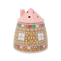 Ceramic Gingerbread Cottage Vase Flower Frog Chimney Christmas Centerpiece 6"